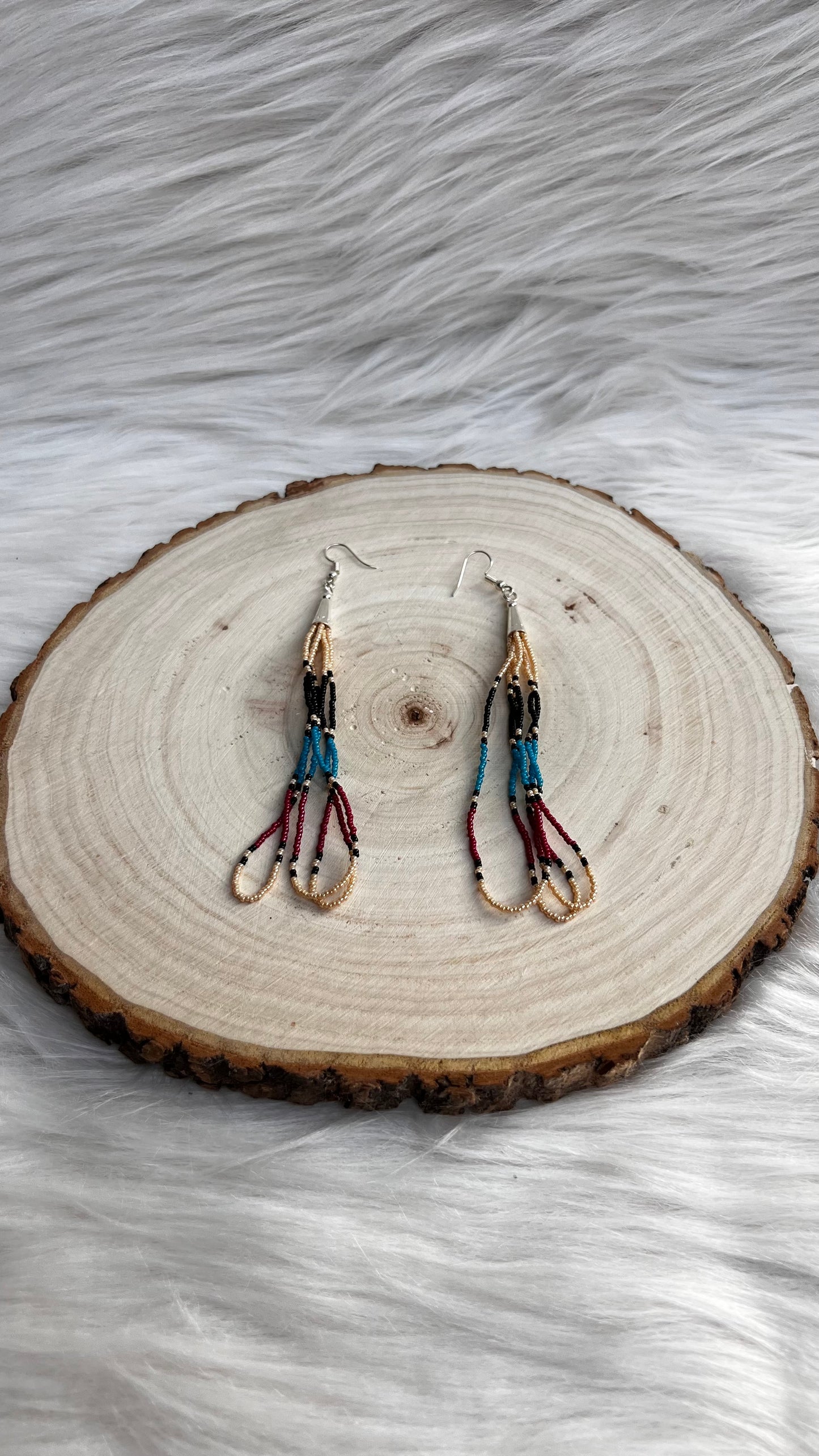 Red and Blue Beaded Earrings