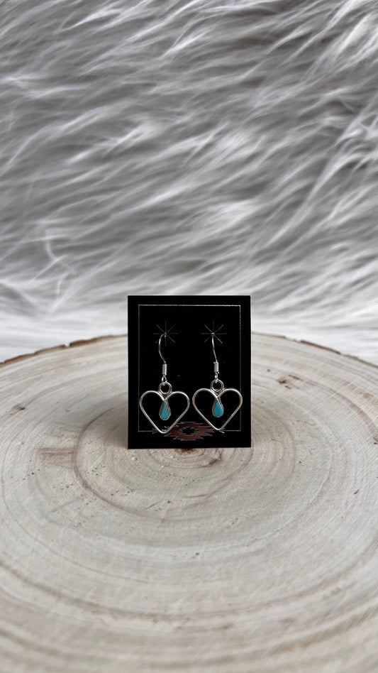 Heart Turquoise Hook Earrings