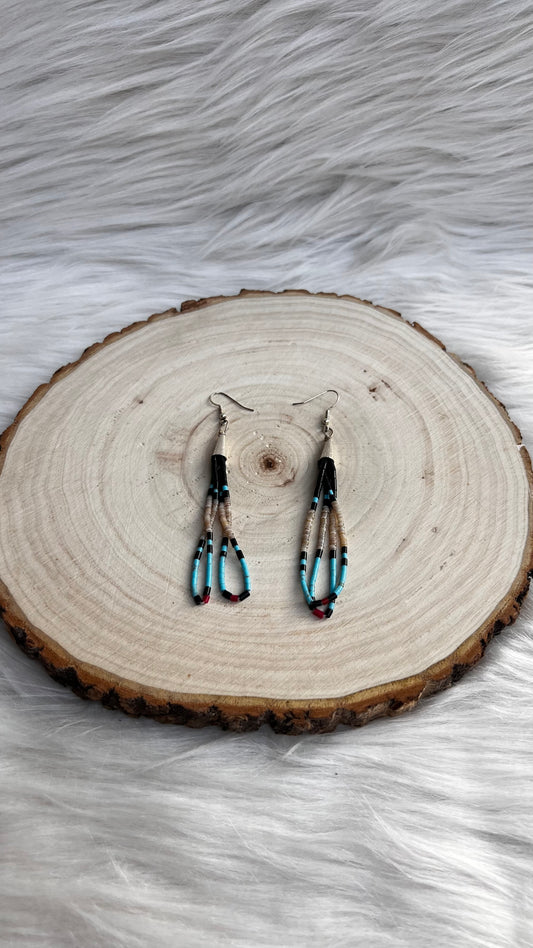 Black and Turq Beaded Earrings