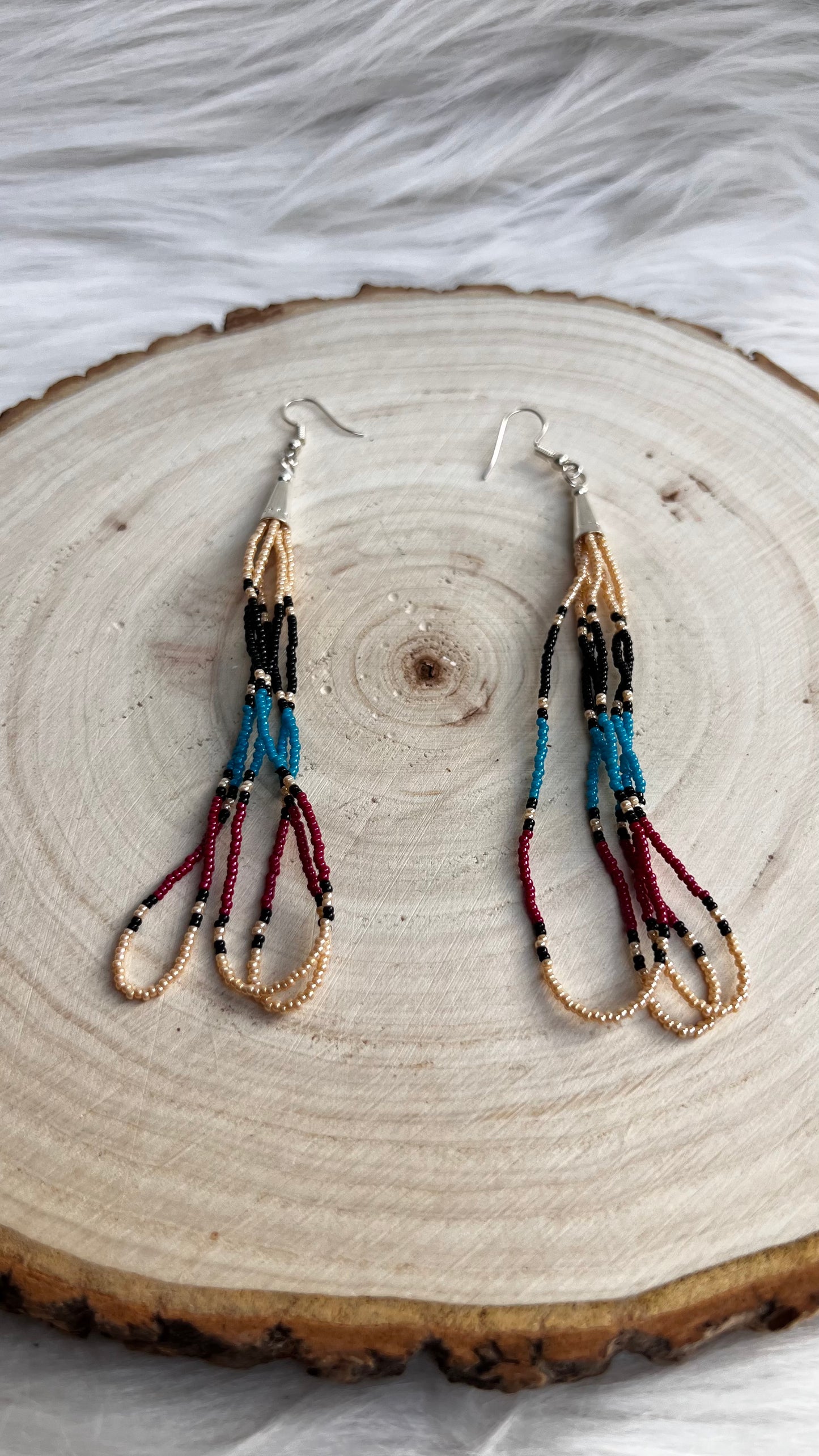 Red and Blue Beaded Earrings