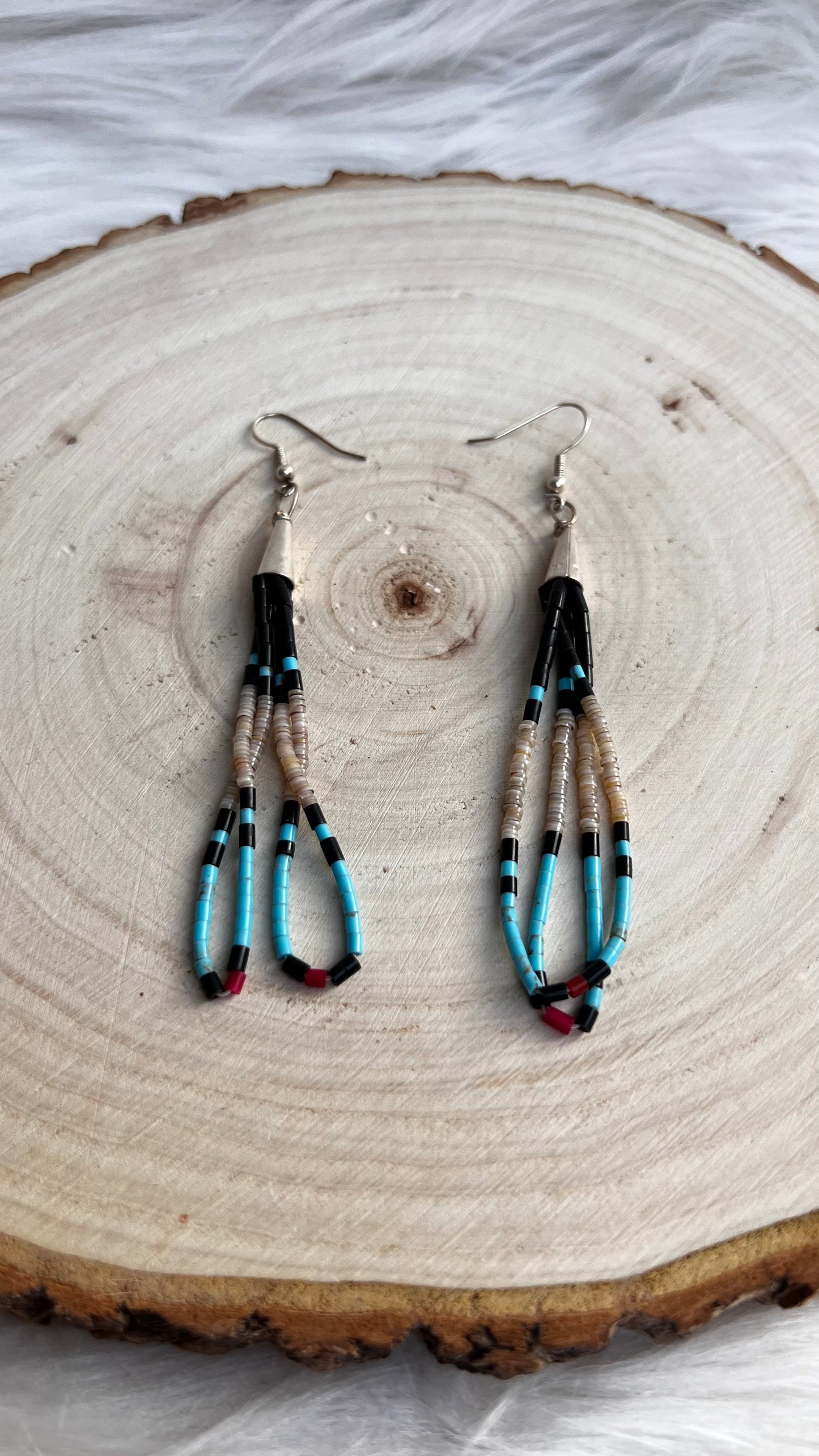 Black and Turq Beaded Earrings